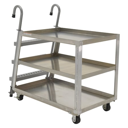 Vestil Stock Picker Truck - Aluminum, Aluminum, 1000 lb Load Capacity, 3 Shelves, 27.875" W SPA3-2848